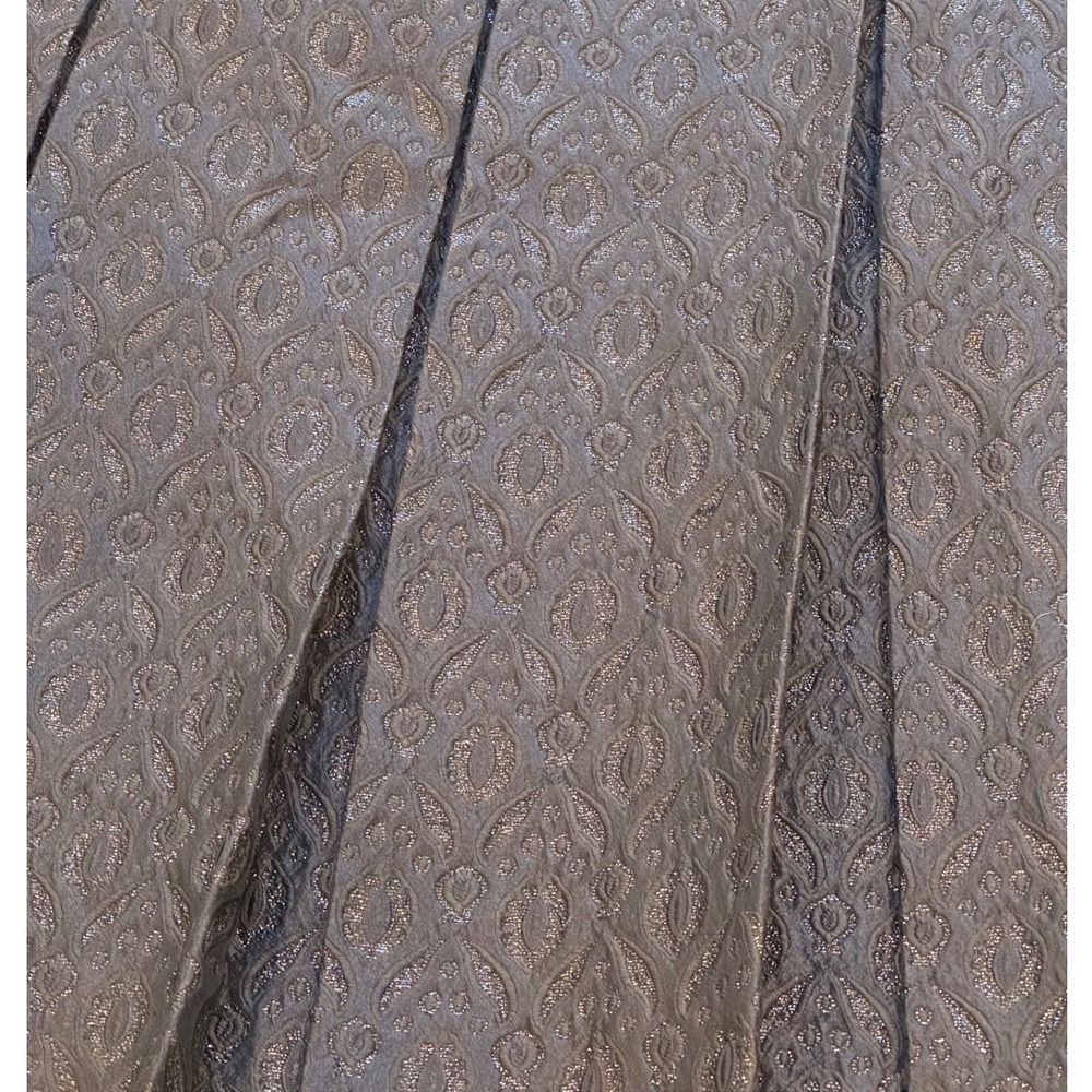 Per Se Pleated Jacquard Skirt Metallic Silk Blend Black Charcoal Size 6 - Picture 5 of 6